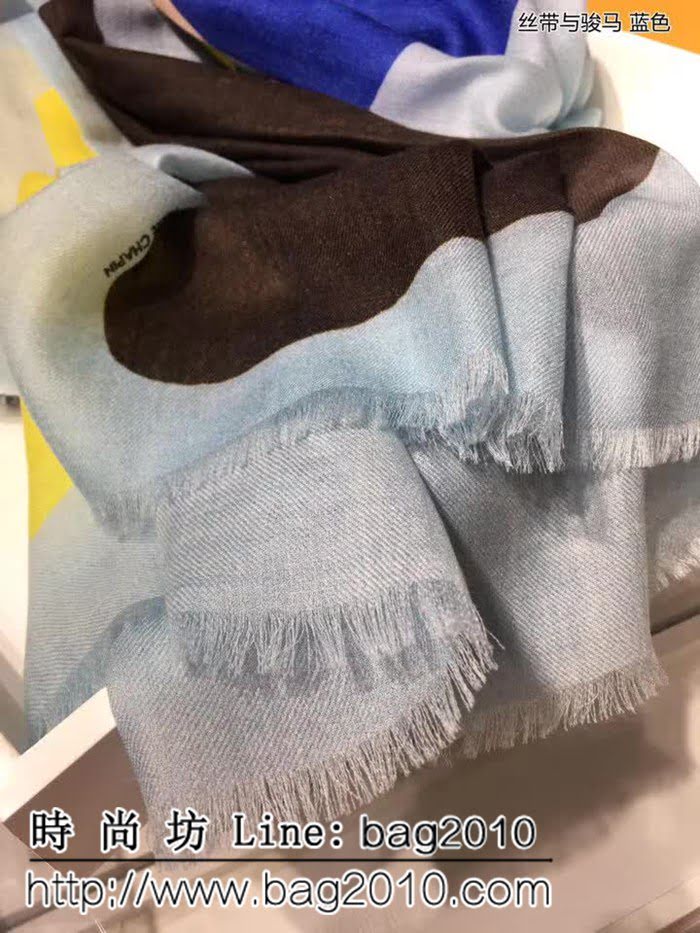 HERMES愛馬仕專櫃2018年度最牛硬貨 絲帶與駿馬羊絨長巾 LLWJ7070